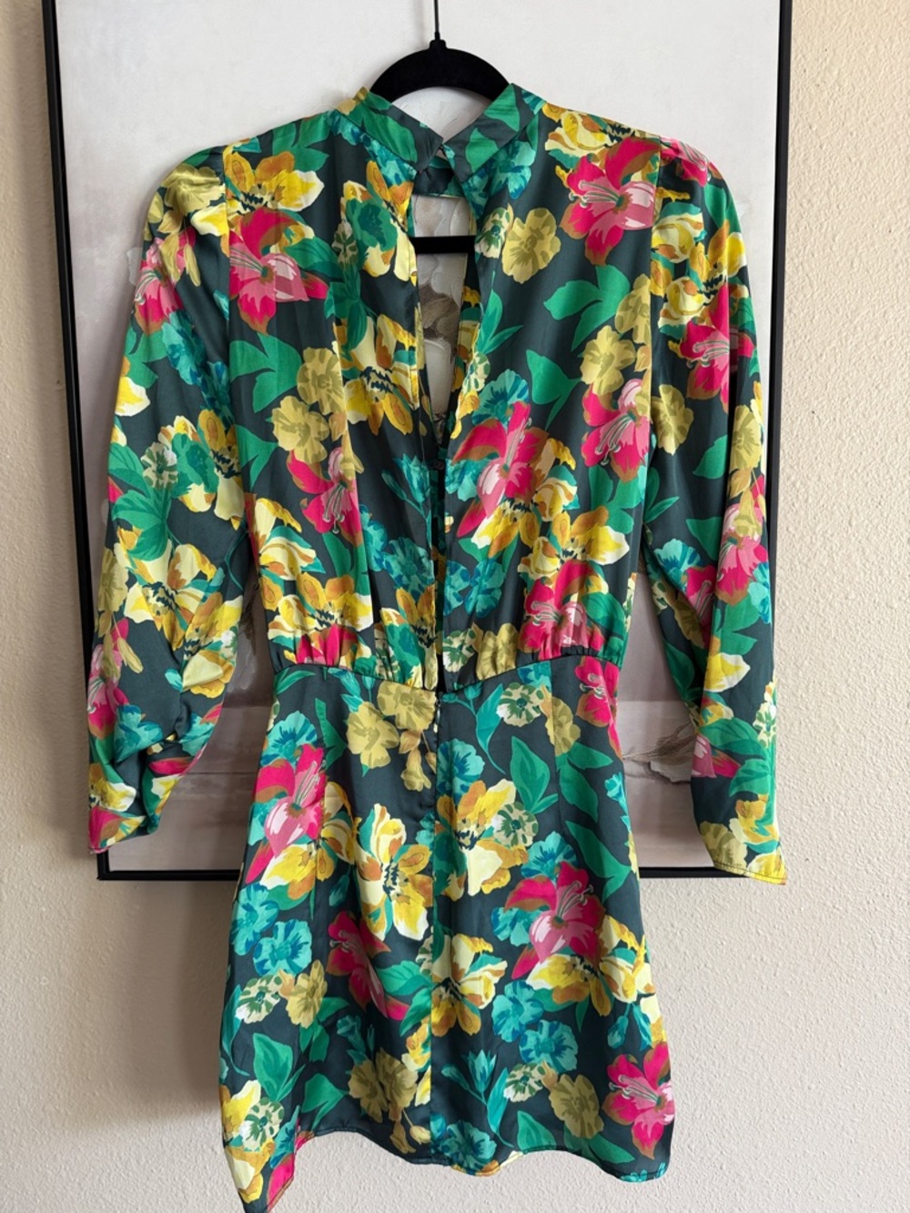 Zara satin effect multicolor floral print mini dress - Picture 3 of 3